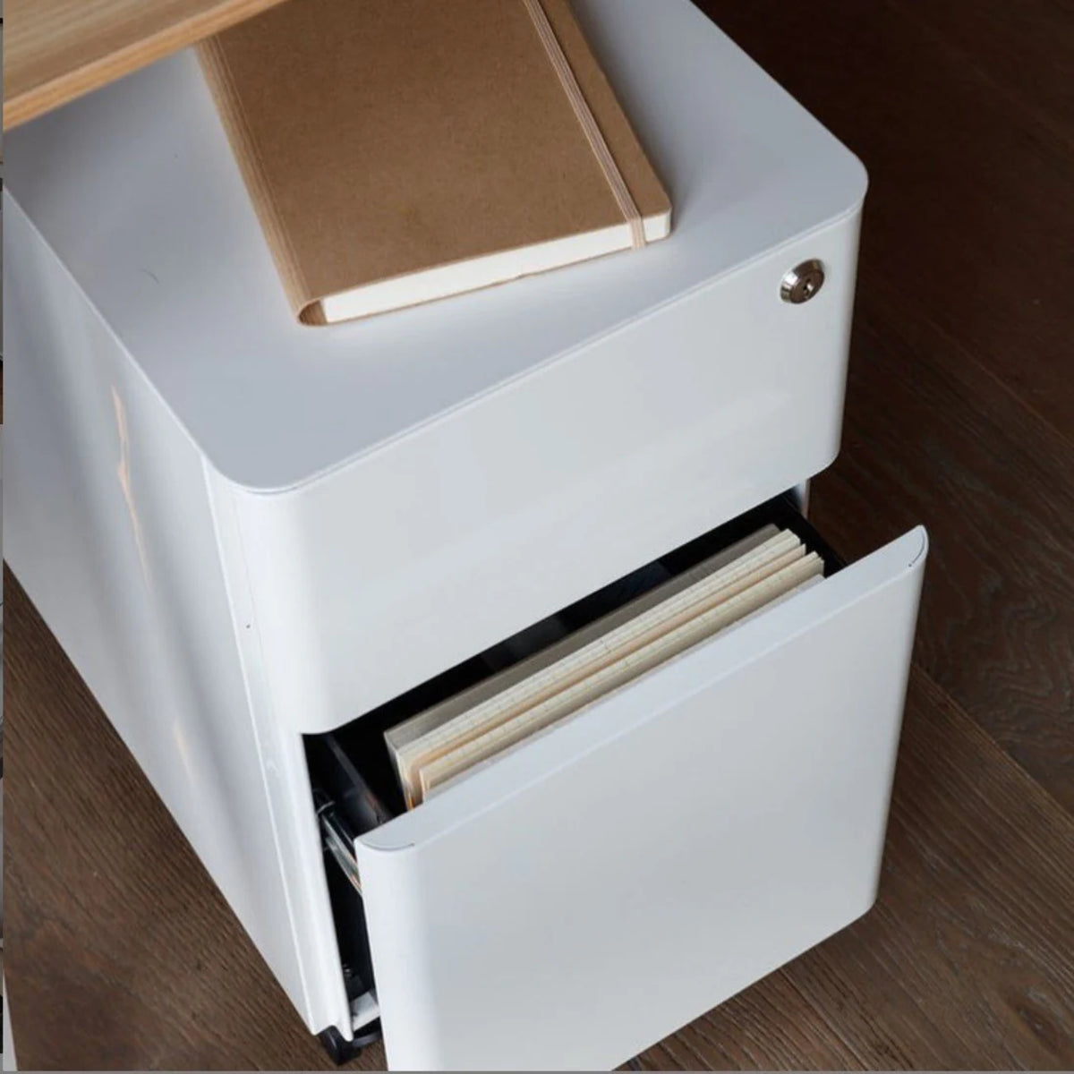 Steel Filing Cabinet in White (with Wheels)