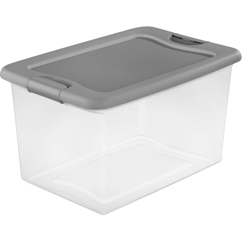 Sterilite Clear Storage Latching Box with Grey Lid in 61L (64 qt.)