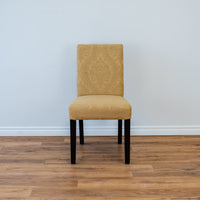 Straight Back Accent Chair in Gold Damask