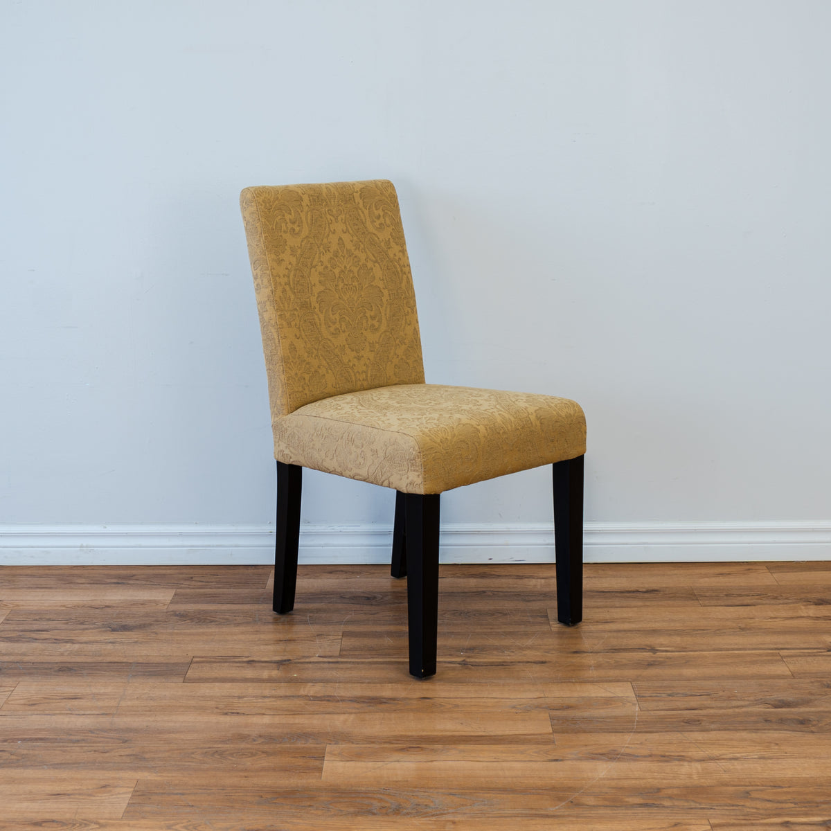 Straight Back Accent Chair in Gold Damask