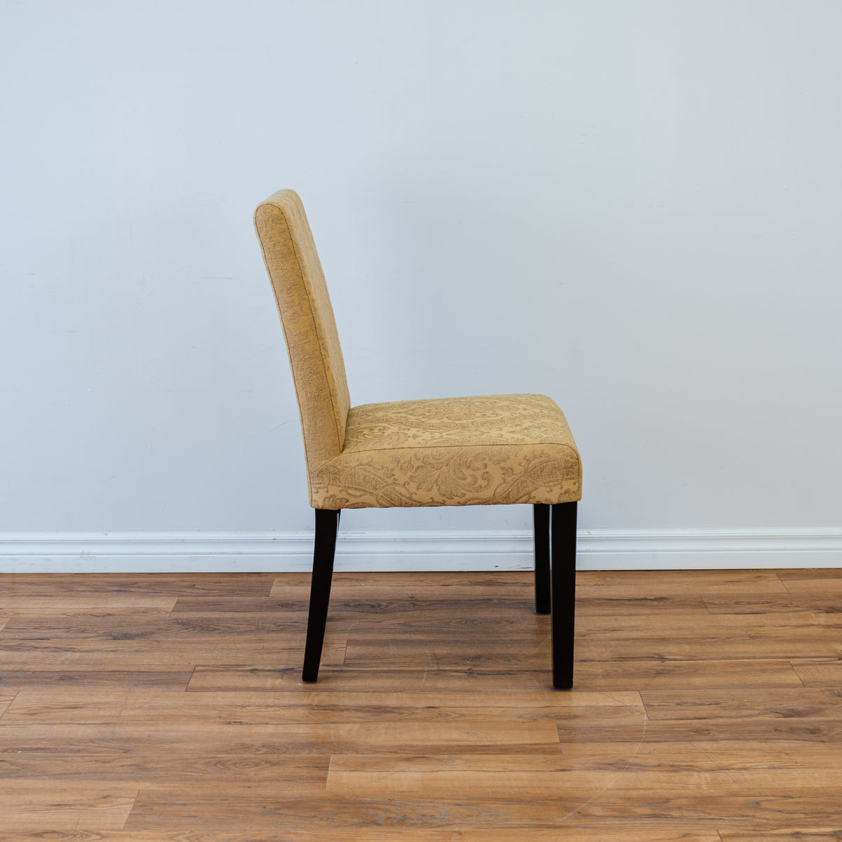 Straight Back Accent Chair in Gold Damask