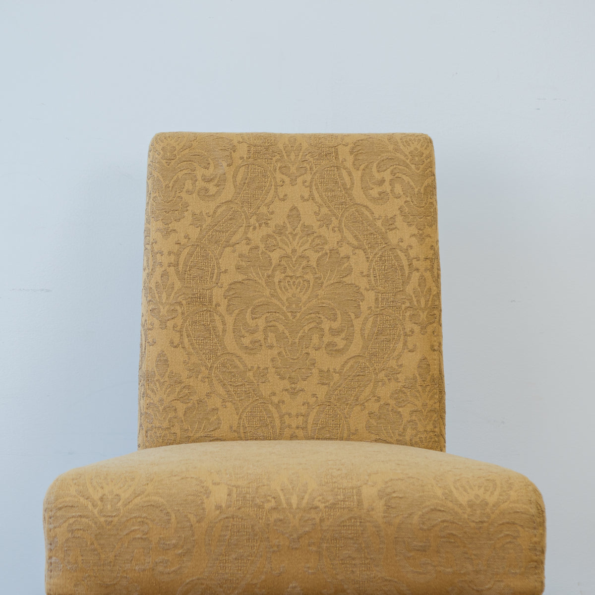 Straight Back Accent Chair in Gold Damask