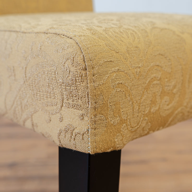 Straight Back Accent Chair in Gold Damask