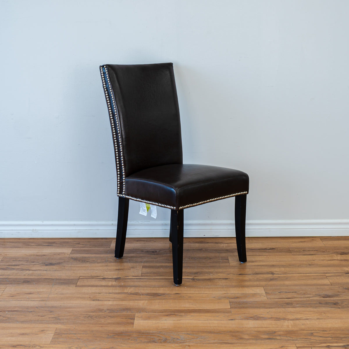 Straight Back Leather Accent Chair in Brown