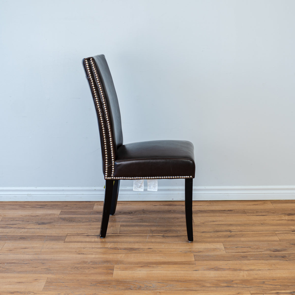 Straight Back Leather Accent Chair in Brown