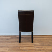 Straight Back Leather Accent Chair in Brown