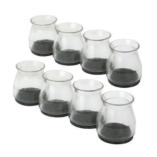 Super Sliders Universal Clear Leg Tips with Felt - Set of 8pcs