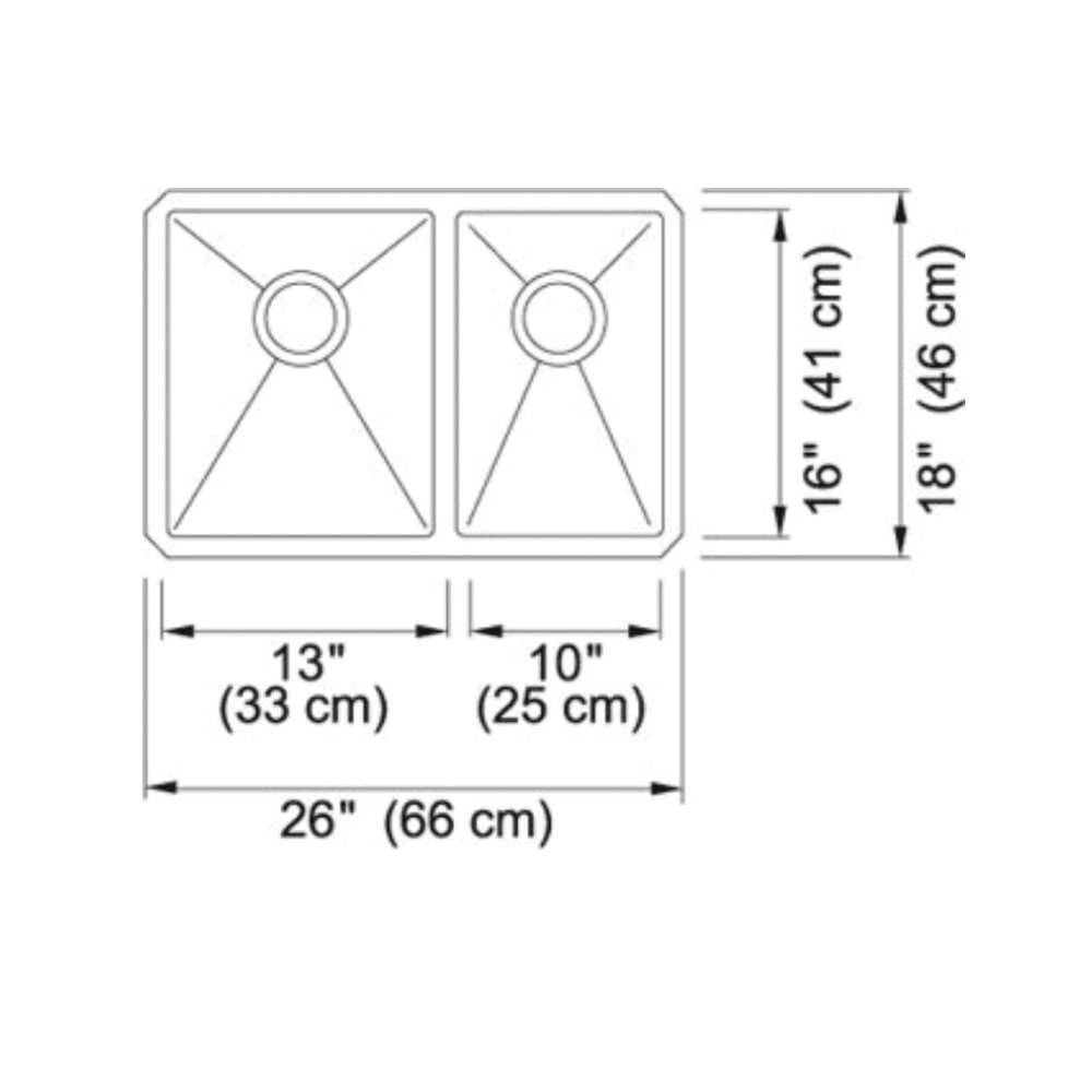 Franke Techna Combination Undermount Sink in Stainless Steel, 26x18-Inch – TCX160-24RH