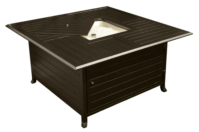 45 in. Square Slatted Aluminum Firepit in Bronze