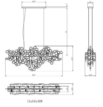 TRENTO Clustered Glass 15-Light Oval Chandelier