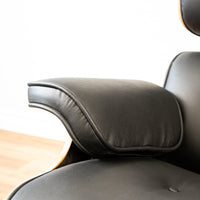 EARL Top Grain Leather Chair - Black/Wood