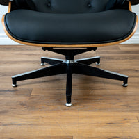 EARL Top Grain Leather Chair - Black/Wood