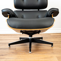 EARL Top Grain Leather Chair - Black/Wood