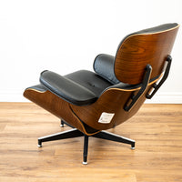 EARL Top Grain Leather Chair - Black/Wood