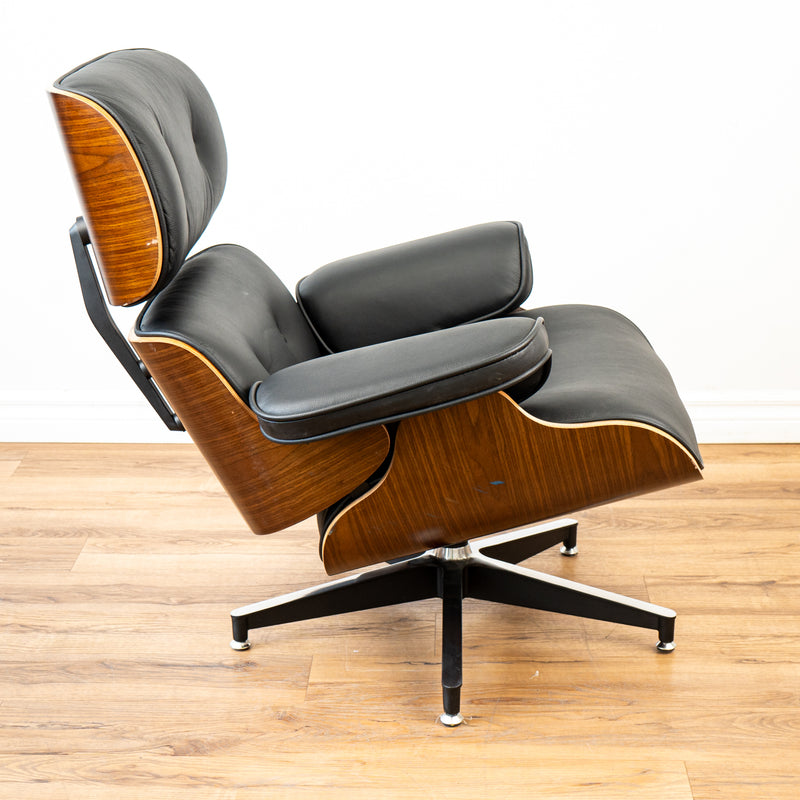 EARL Top Grain Leather Chair - Black/Wood