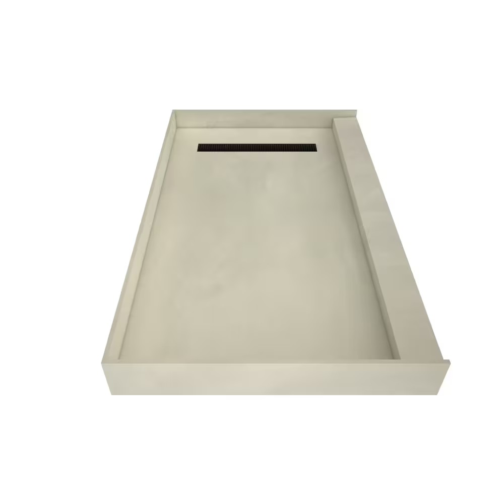 Tile Redi 30 in. x 48 in. Single Threshold Shower Base with Right Drain and Matte Black Trench Grate