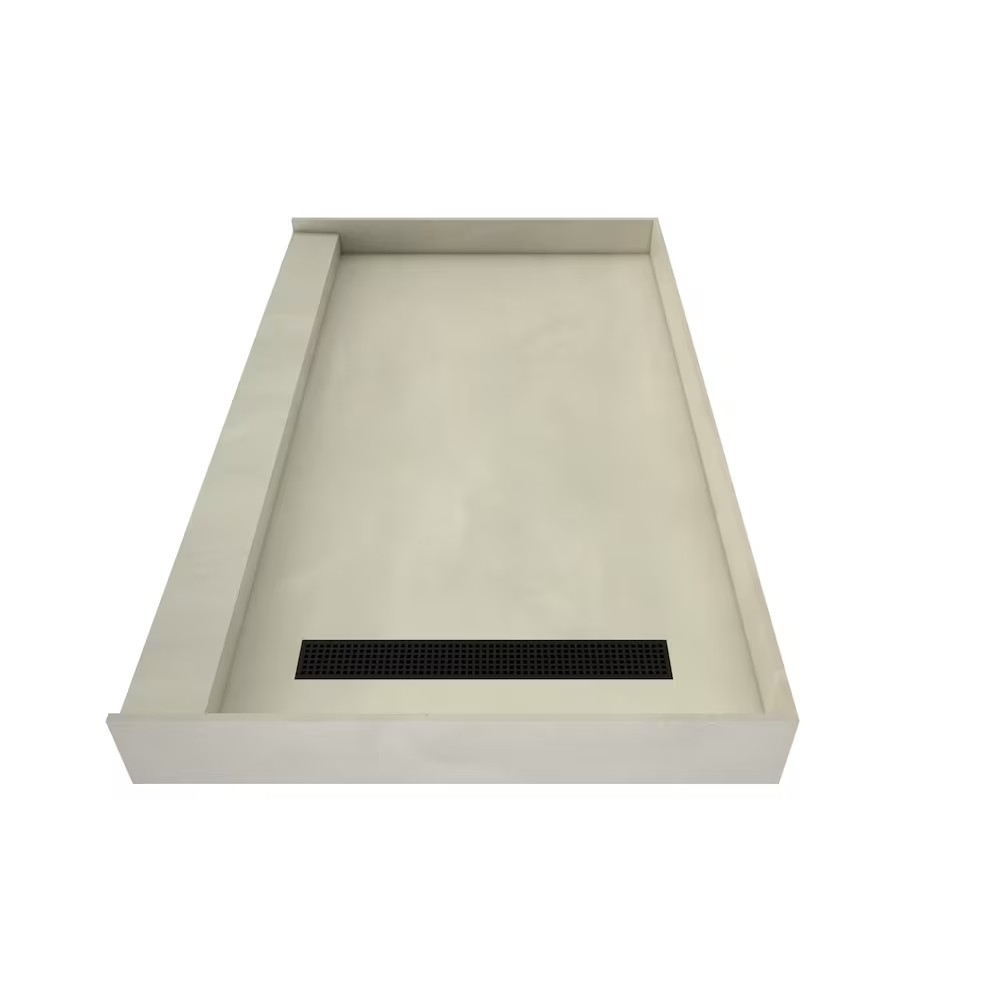 Tile Redi 30 in. x 48 in. Single Threshold Shower Base with Right Drain and Matte Black Trench Grate