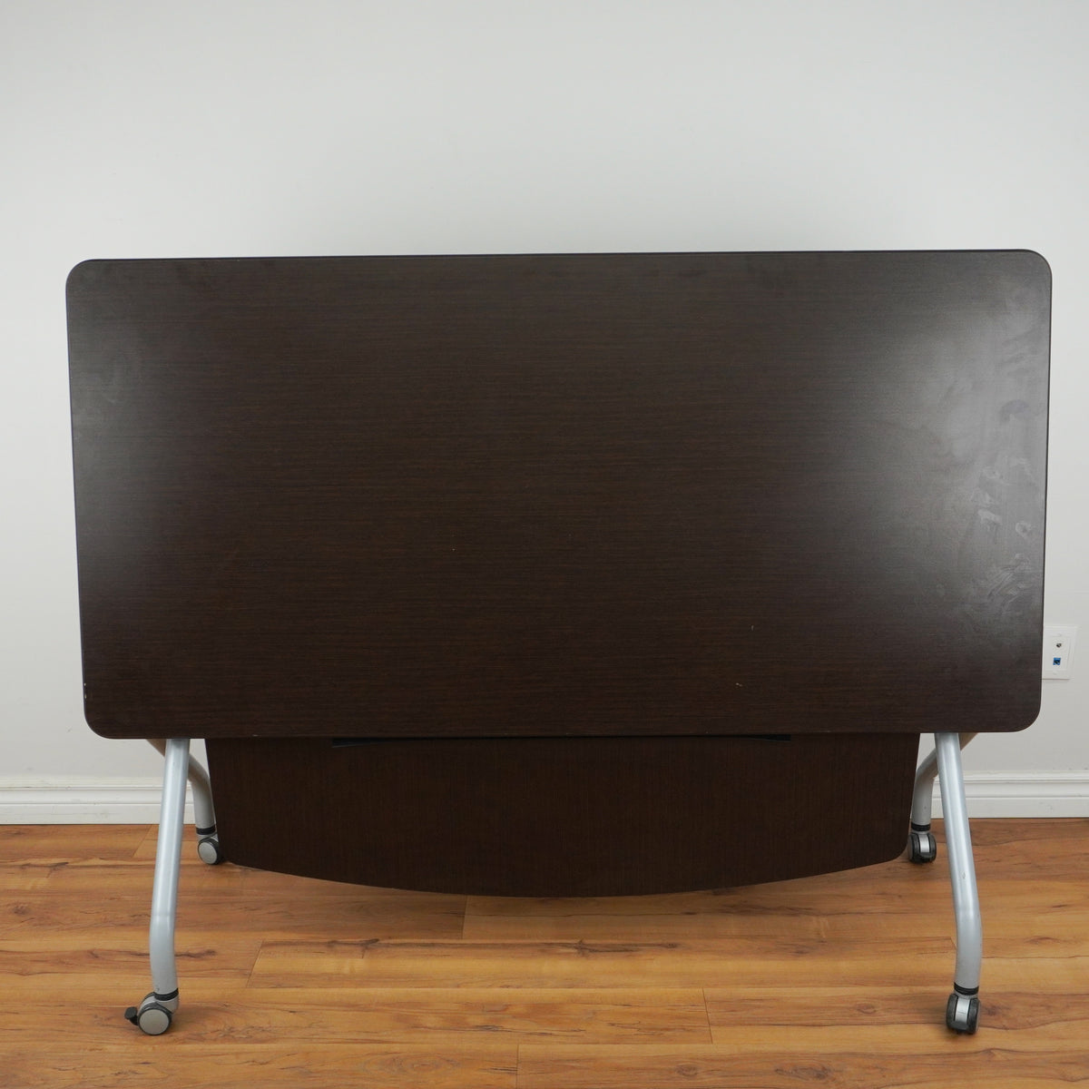 60-inch W Tiltable & Mobile Office Desk in Brown w/ Modesty Panel