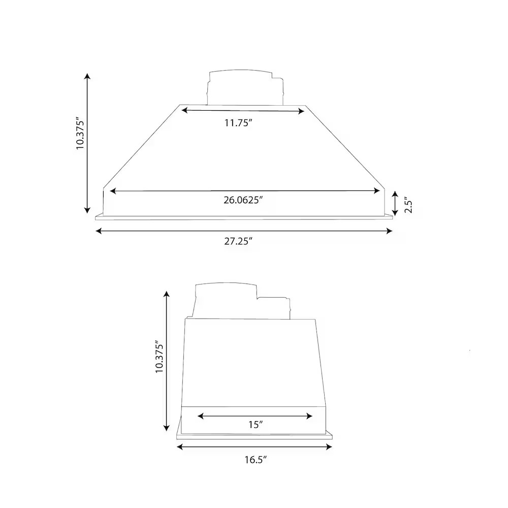 Turin Nobel 28-Inch Built-In Range Hood in Black