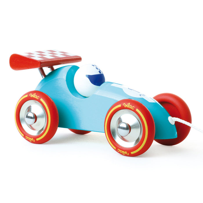 Vilac - Turquoise-Red Race Car Pull Toy