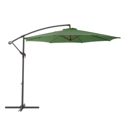 Corliving 9.5ft Forest Green Offset Tilting Patio Umbrella with T-Bar Base