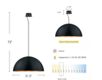 Matte Black and Gold Pendant LED Light
