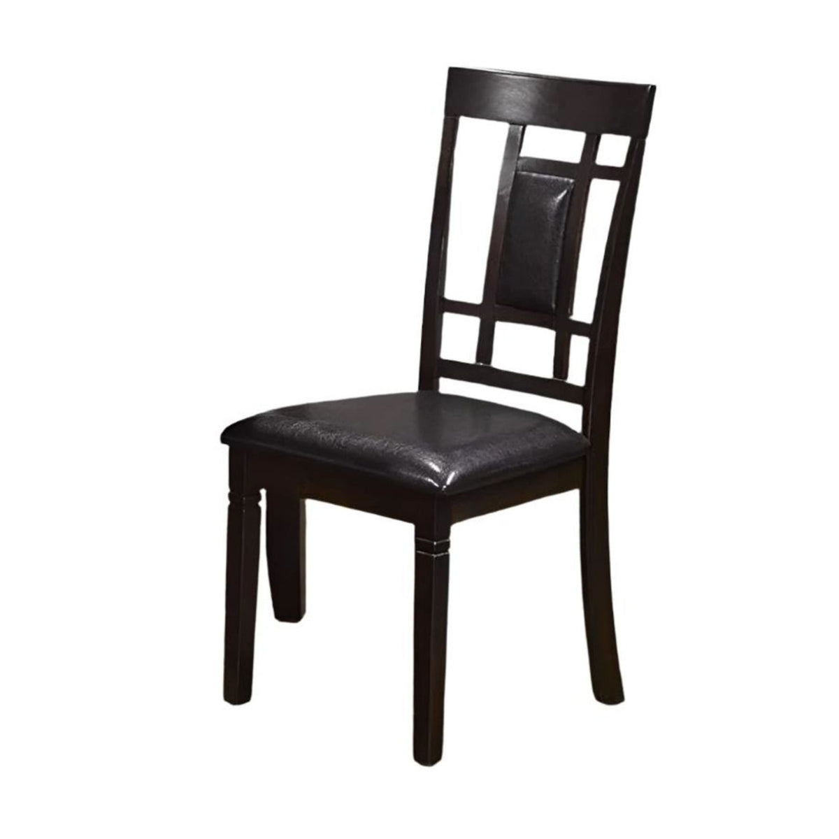 Viola 7-Piece Wood Dining Set in Black with Leather Upholstered Chair