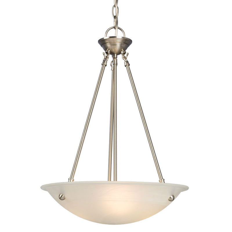 Galaxy 3-Light Pendant Light in Brushed Nickel with Marbled Glass, 815116BN