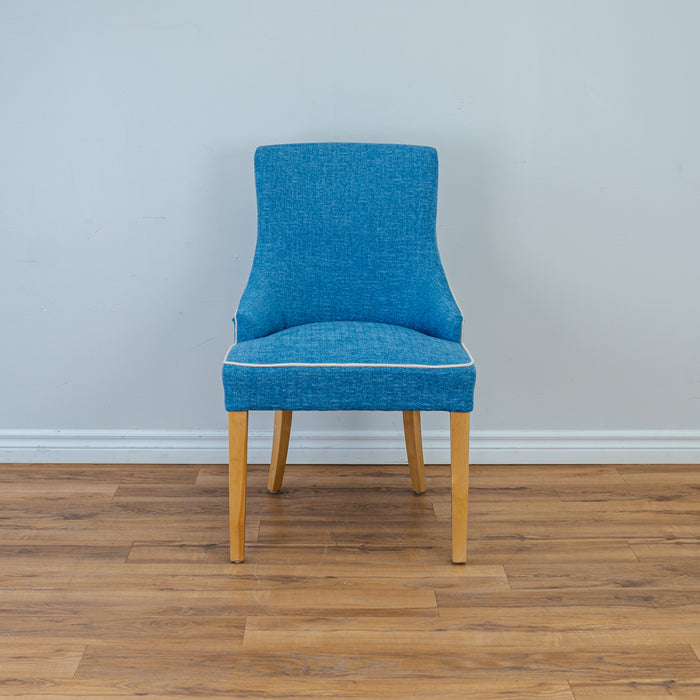 Upholstered Curved Back Accent Chair in Blue