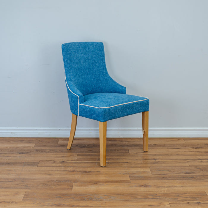 Upholstered Curved Back Accent Chair in Blue