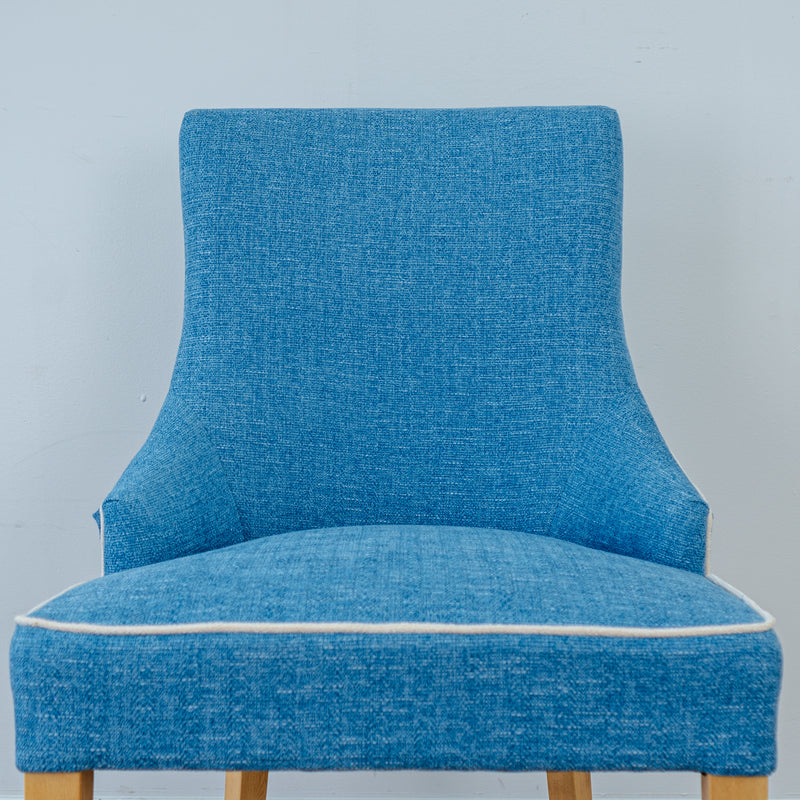 Upholstered Curved Back Accent Chair in Blue