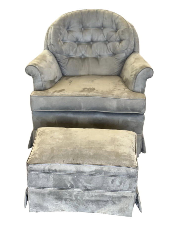 Grey Upholstered Swivel Armchair