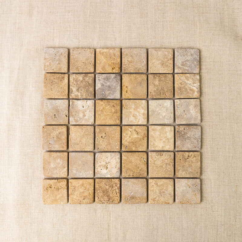 12"x 12" Stone Mosaic Tiles in Beige - 11pcs (11 sq ft/box)