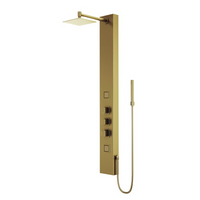 VIGO Rector 55" H x 6" W 2-Jet High Pressure Shower Panel System with Square Fixed Rain Shower Head, Handheld Shower Wand in Matte Brushed Gold