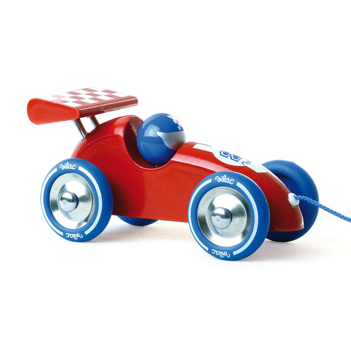 Vilac - Red-Blue Race Car Pull Toy