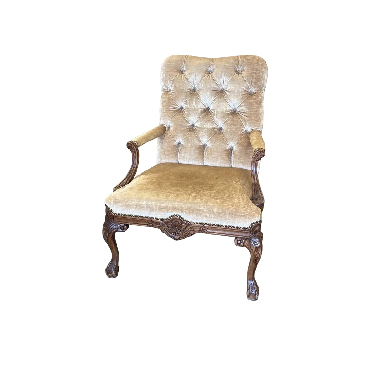 27-Inch Vintage French Tufted Chair