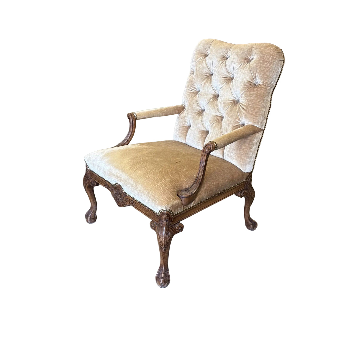 27-Inch Vintage French Tufted Chair