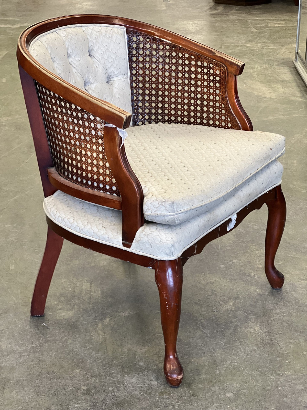 Vintage Cane Tufted Armchair
