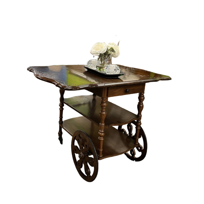 Vintage wood tea cart