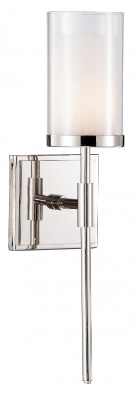 1-Light Chrome Sconce with Glass Shade