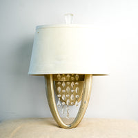 1-Light Wall Sconce in White and Gold with Crystal Accents