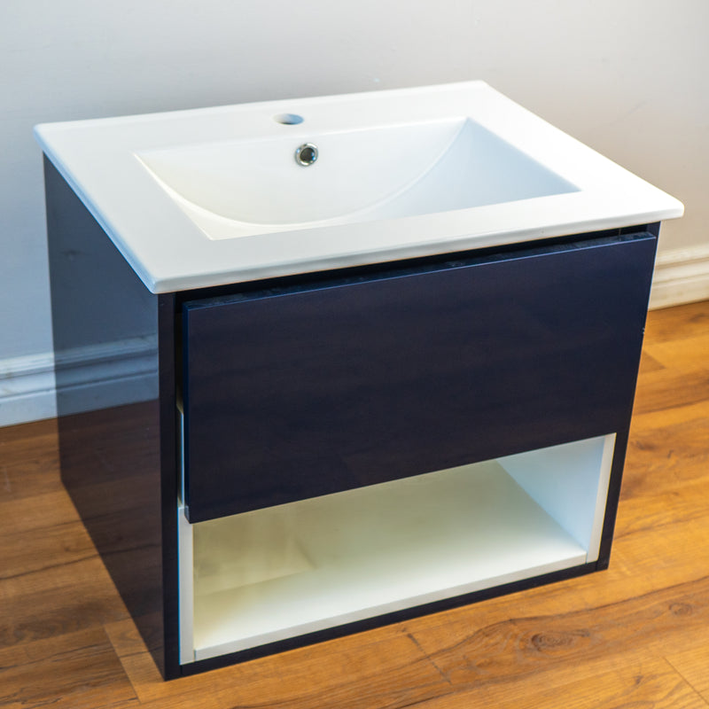 24" Matthew Wall Mount Vanity in Navy Blue with Ceramic Top