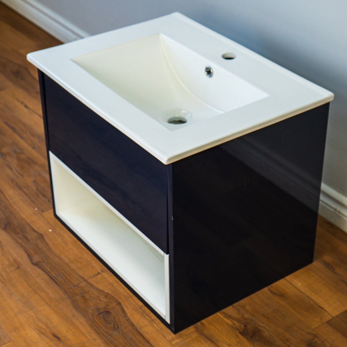 24" Matthew Wall Mount Vanity in Navy Blue with Ceramic Top