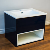 24" Matthew Wall Mount Vanity in Navy Blue with Ceramic Top