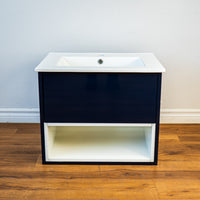 24" Matthew Wall Mount Vanity in Navy Blue with Ceramic Top