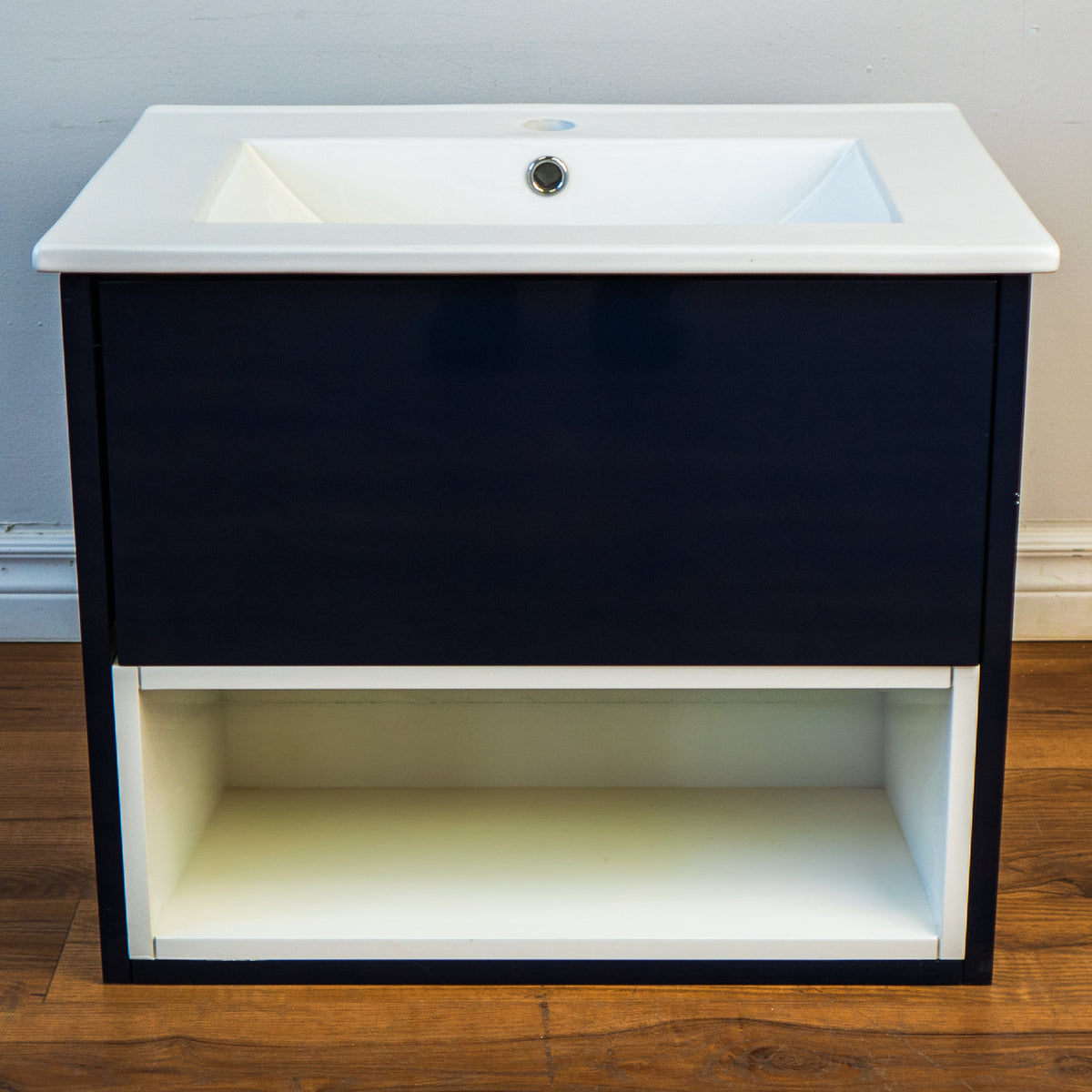 24" Matthew Wall Mount Vanity in Navy Blue with Ceramic Top