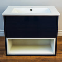 24" Matthew Wall Mount Vanity in Navy Blue with Ceramic Top