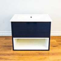 24" Matthew Wall Mount Vanity in Navy Blue with Ceramic Top