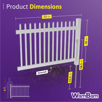 Wambam Traditional Nantucket No-Dig Permanent 4 ft. x 6 ft. Vinyl Picket Fence Panel with Post and Anchor Kit