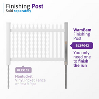 Wambam Traditional Nantucket No-Dig Permanent 4 ft. x 6 ft. Vinyl Picket Fence Panel with Post and Anchor Kit